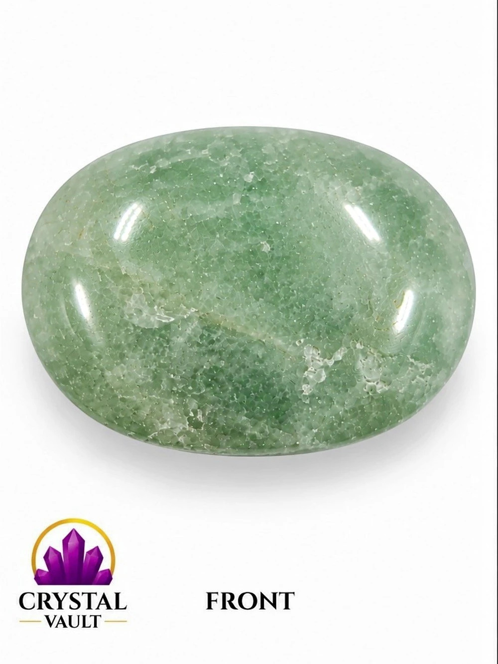 Crystal Vault Green Aventurine Palm Stone 2.3 oz Polished Crystal